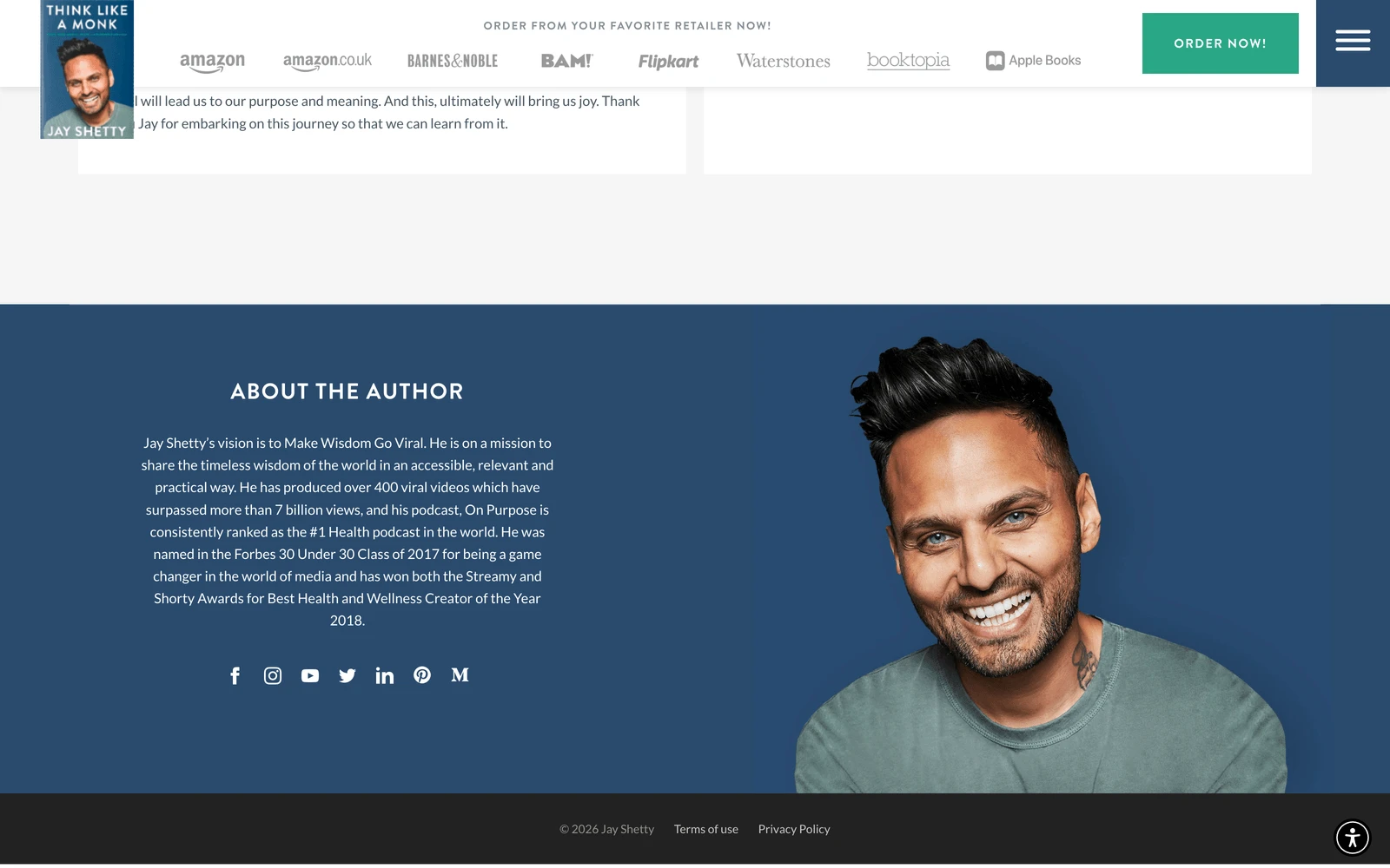 Bottom screenshot of ThinkLikeAMonk.com