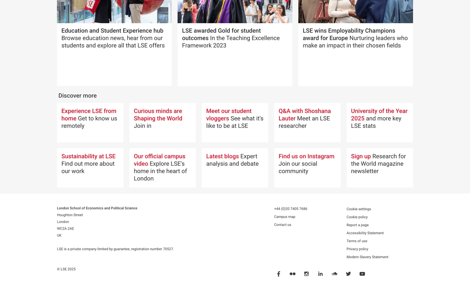 Bottom screenshot of LSE.ac.uk