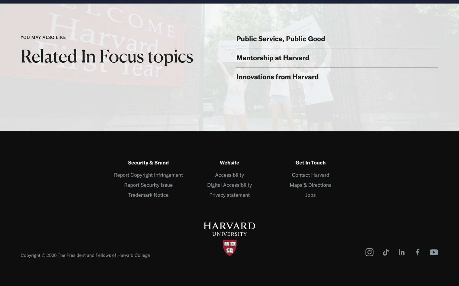 Bottom screenshot of Harvard.edu