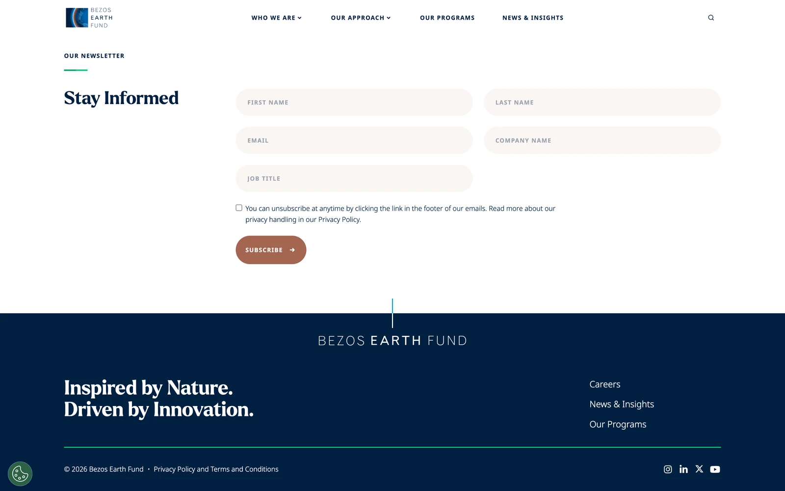 Bottom screenshot of BezosEarthFund.org
