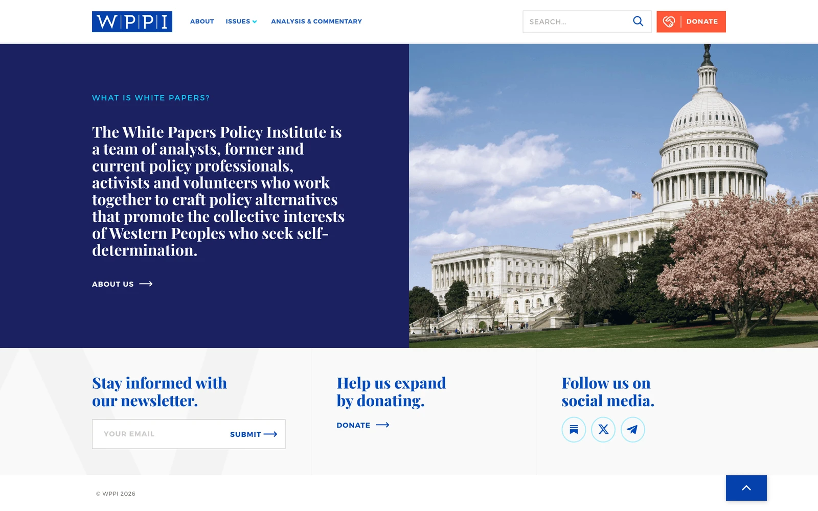 Bottom screenshot of WhitePapersPolicy.org