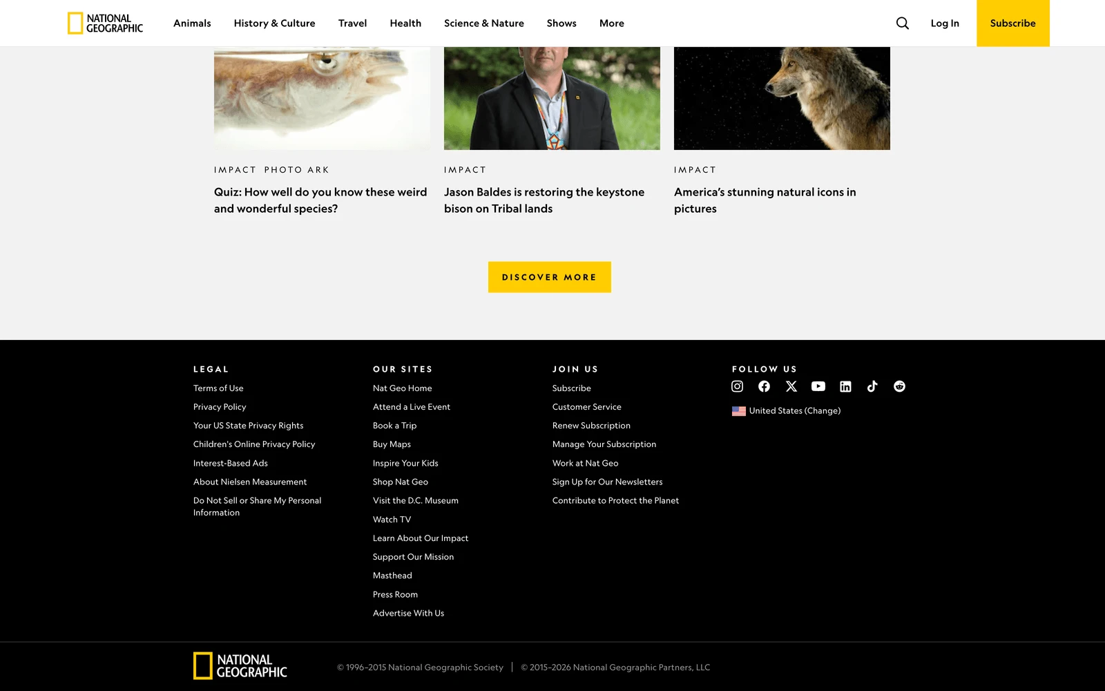 Bottom screenshot of NationalGeographic.com