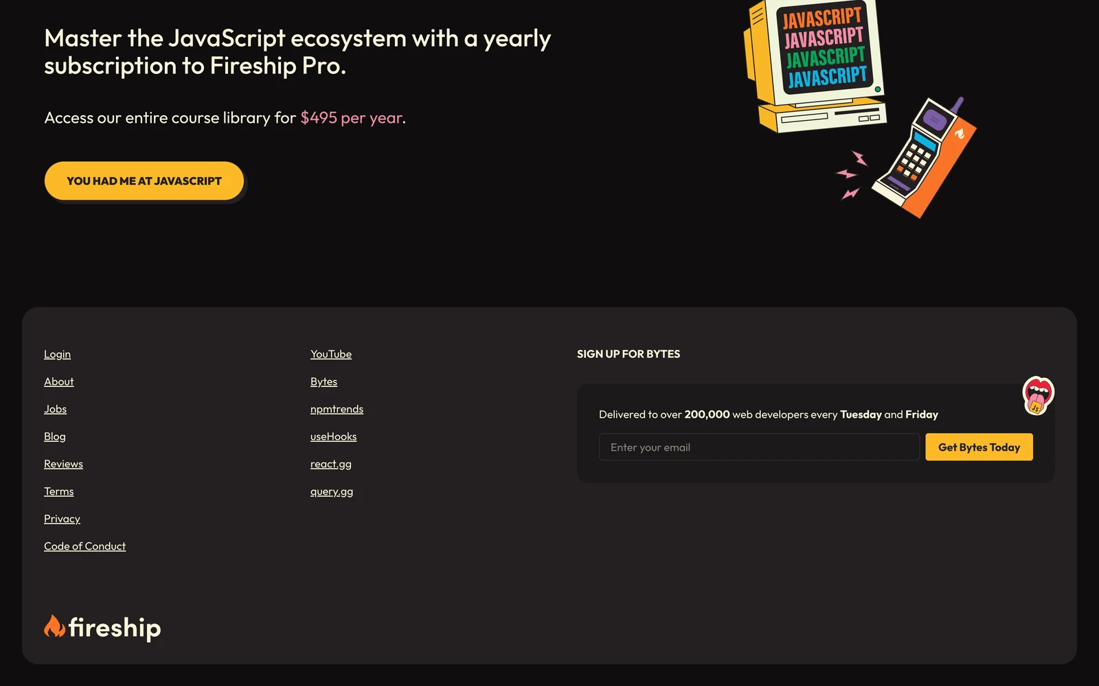 Bottom screenshot of Fireship.io