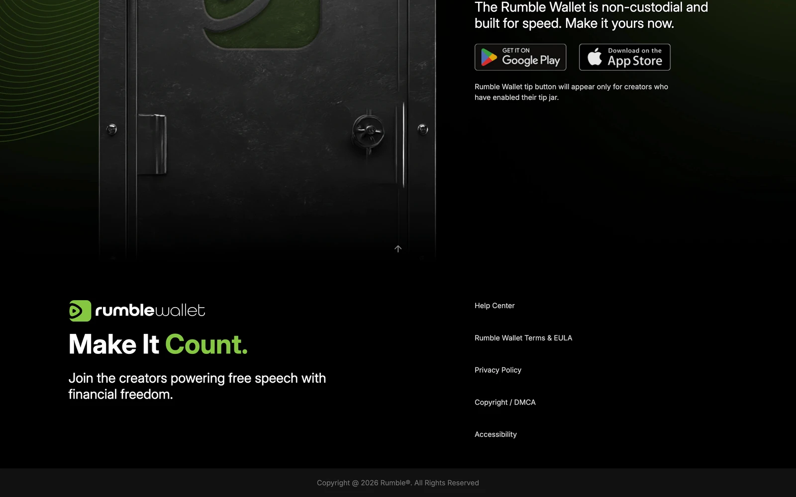Bottom screenshot of Rumble.com Wallet