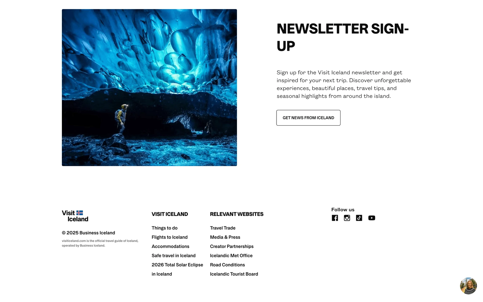 Bottom screenshot of VisitIceland.com