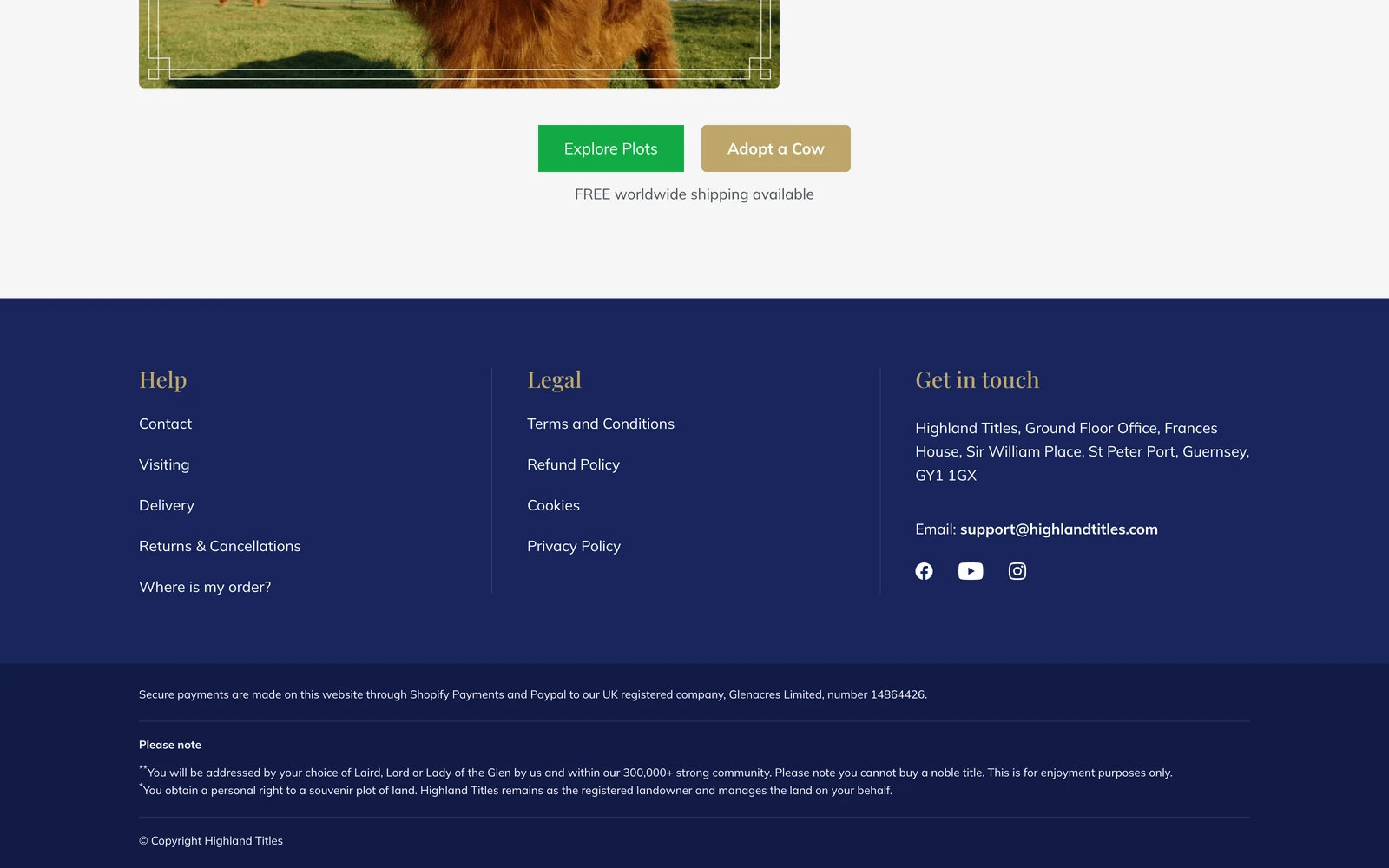 Bottom screenshot of HighlandTitles.com