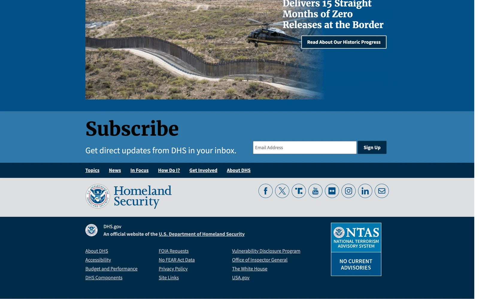 Bottom screenshot of DHS.gov