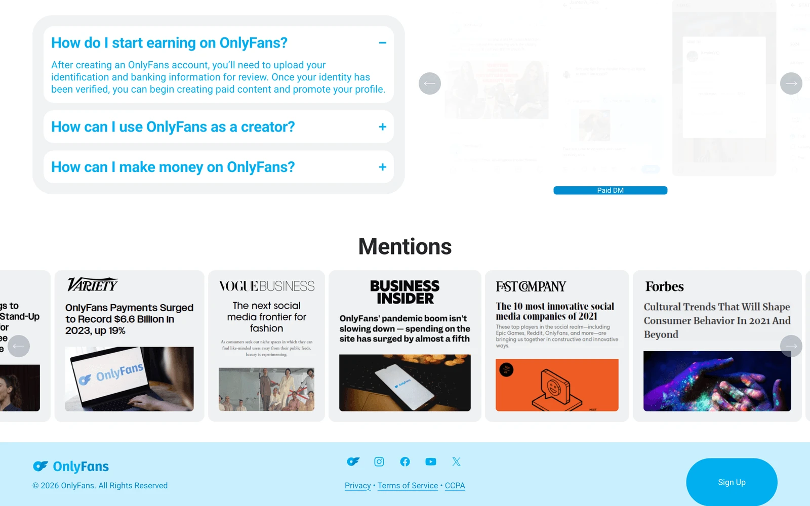 Bottom screenshot of OnlyFans.com