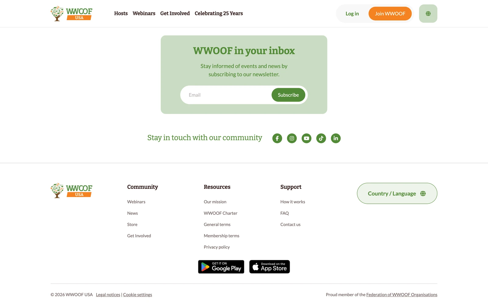 Bottom screenshot of WWOOFUSA.org