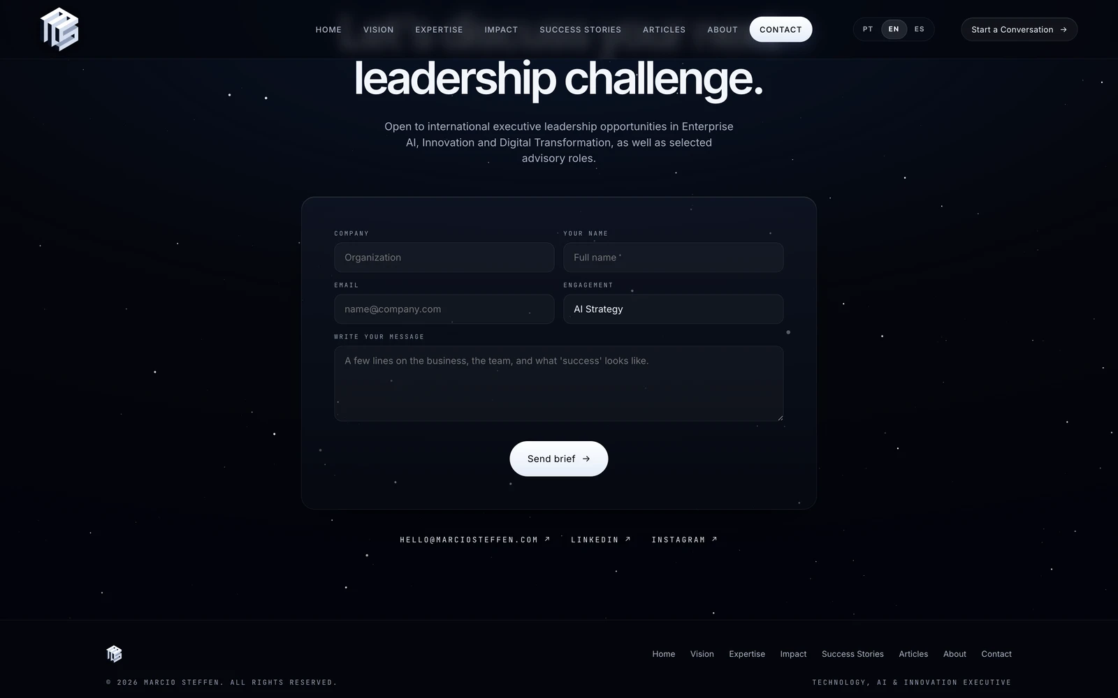Bottom screenshot of MarcioSteffen.com