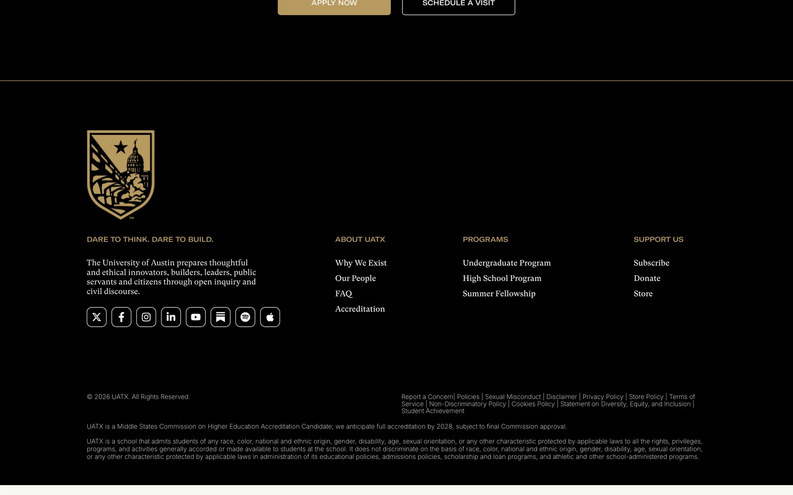 Bottom screenshot of UAustin.org