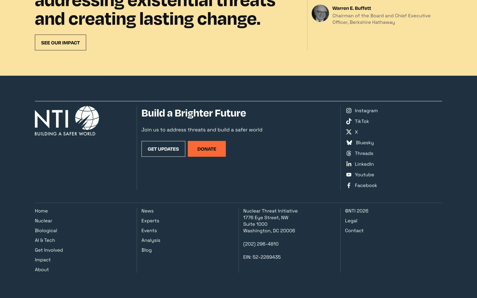 Bottom screenshot of NTI.org