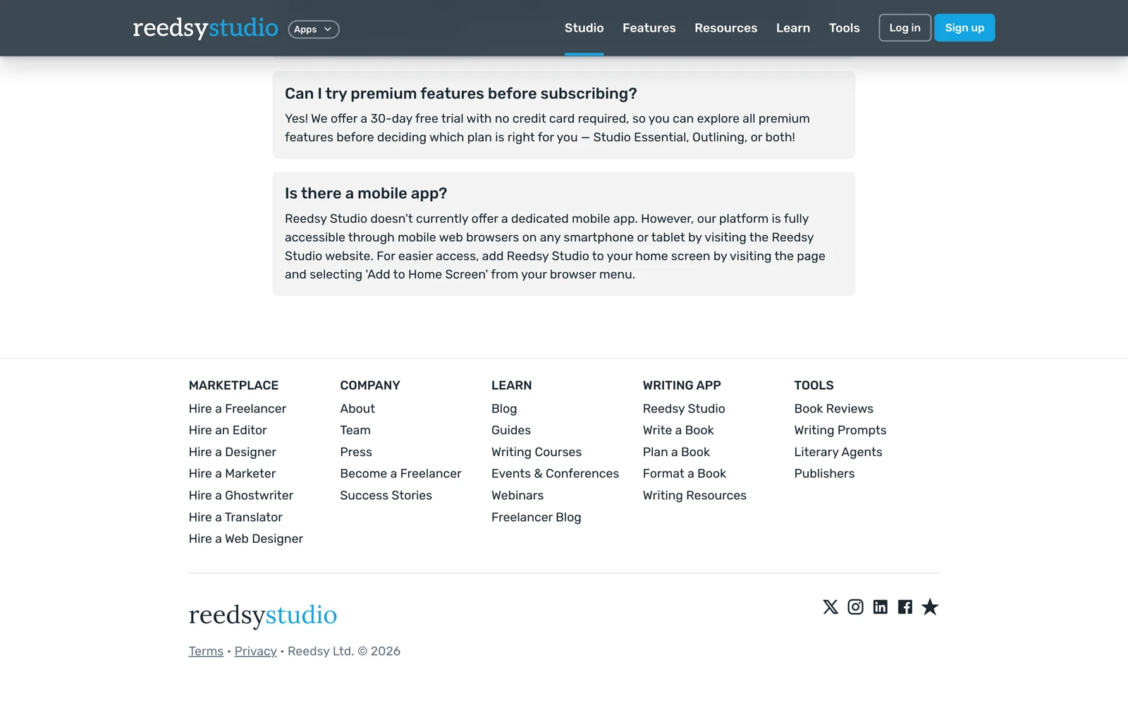 Bottom screenshot of Reedsy.com Studio