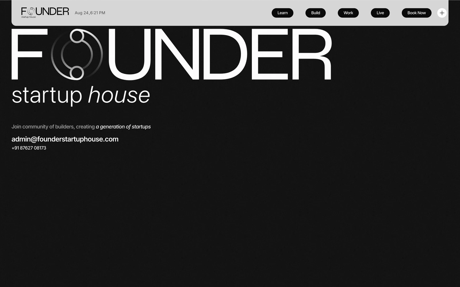 Bottom screenshot of FounderStartupHouse.com