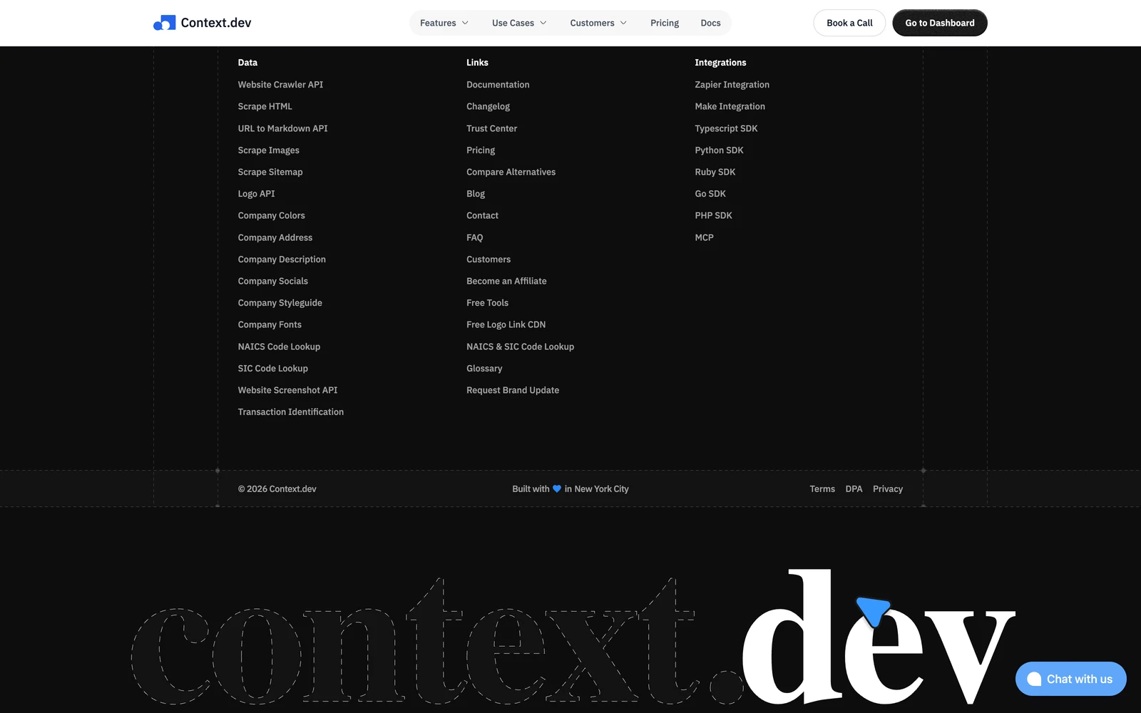 Bottom screenshot of Context.dev