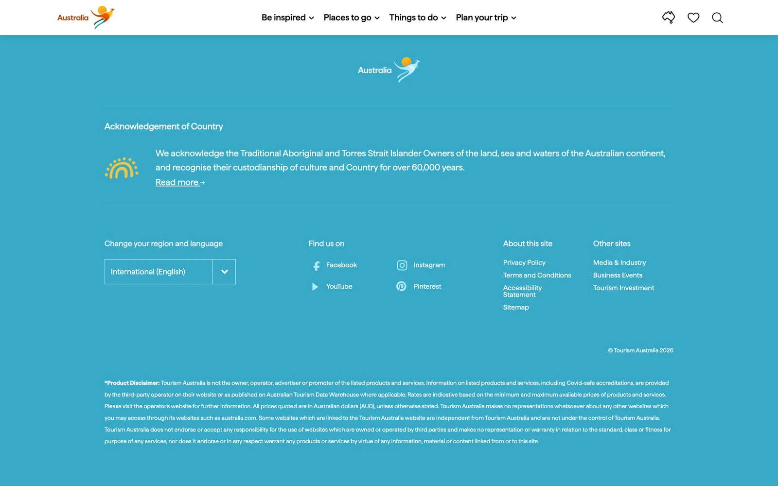 Bottom screenshot of Australia.com