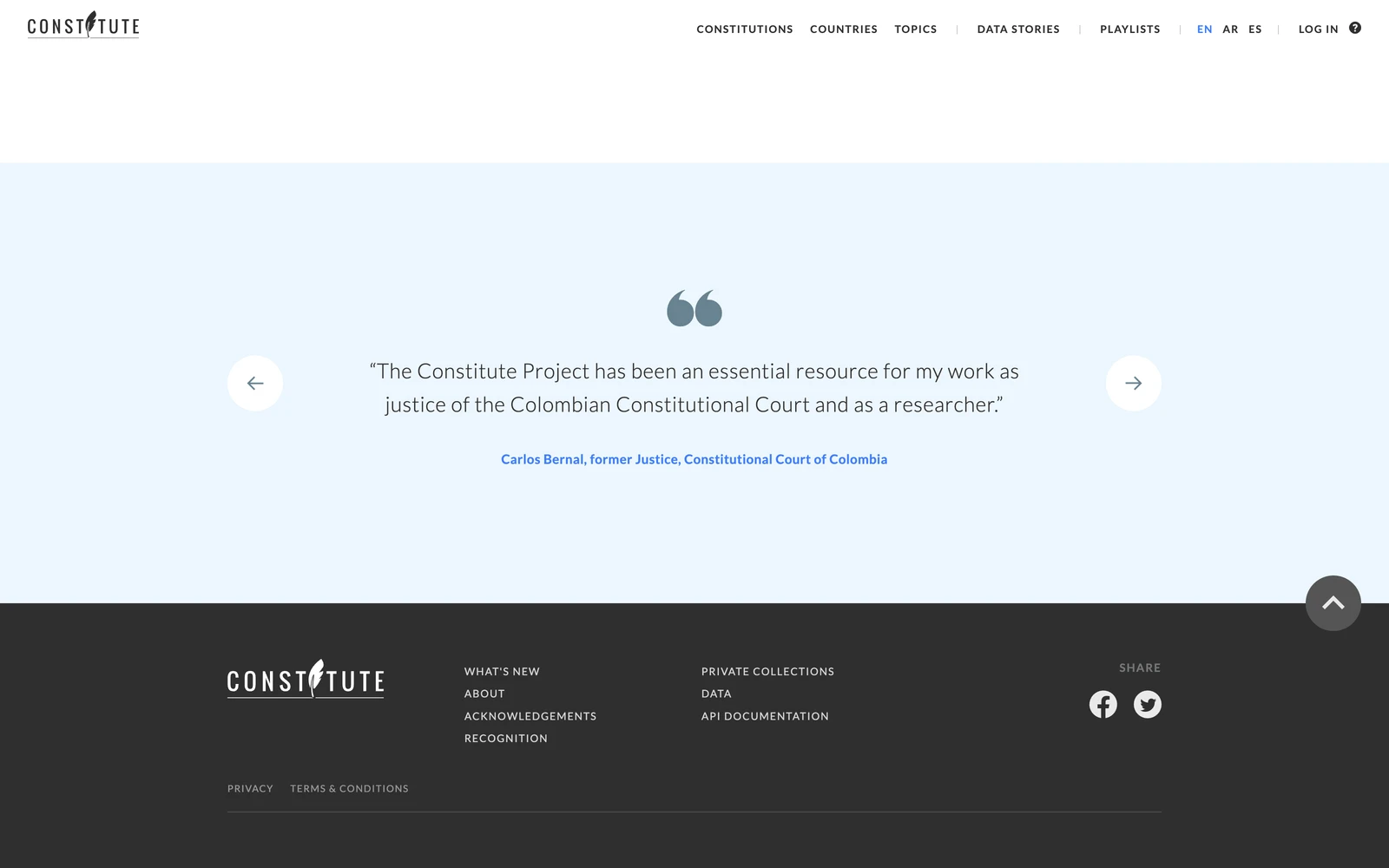 Bottom screenshot of ConstituteProject.org