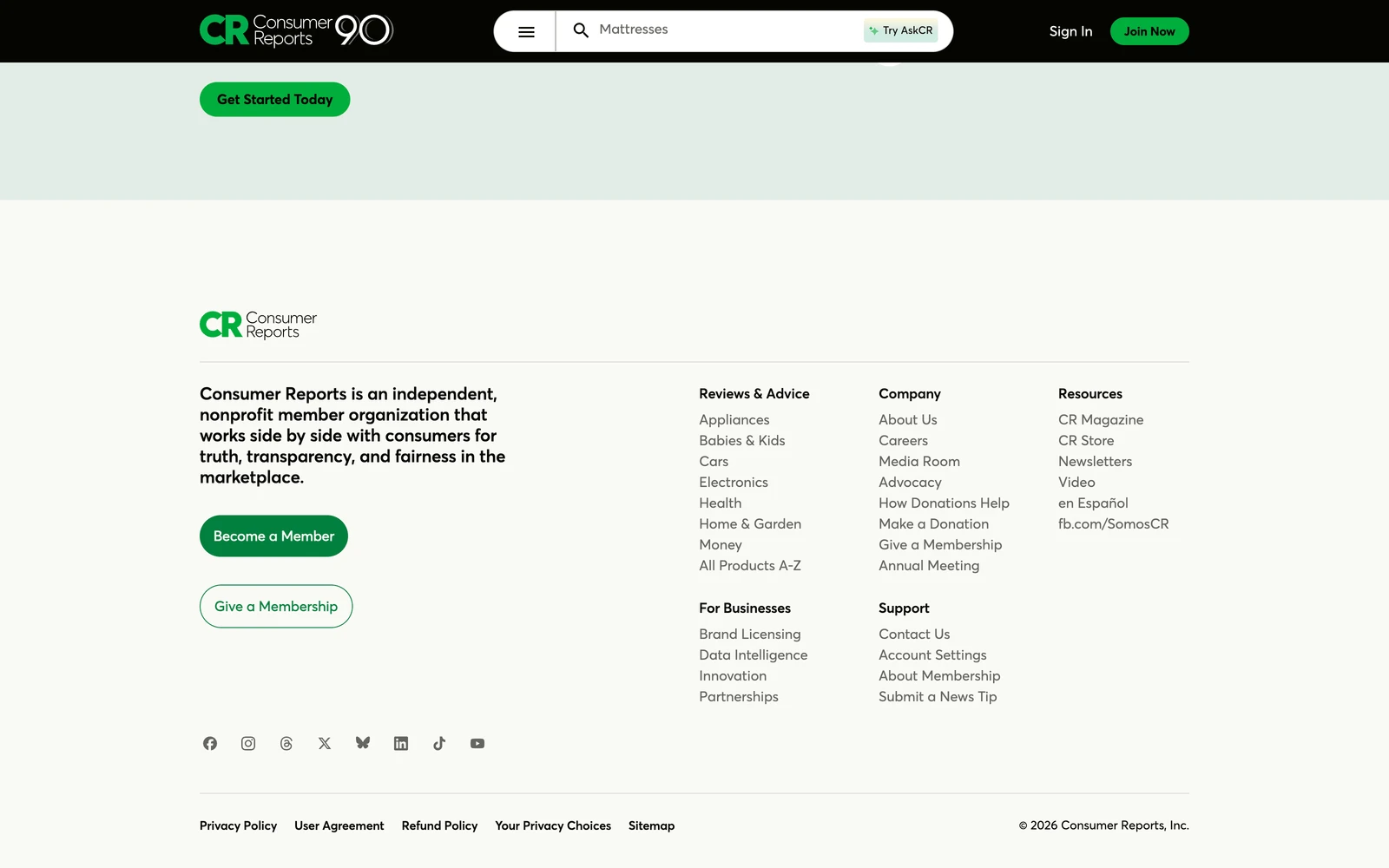 Bottom screenshot of ConsumerReports.org