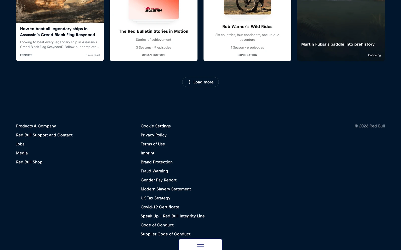 Bottom screenshot of RedBull.com Tenerife