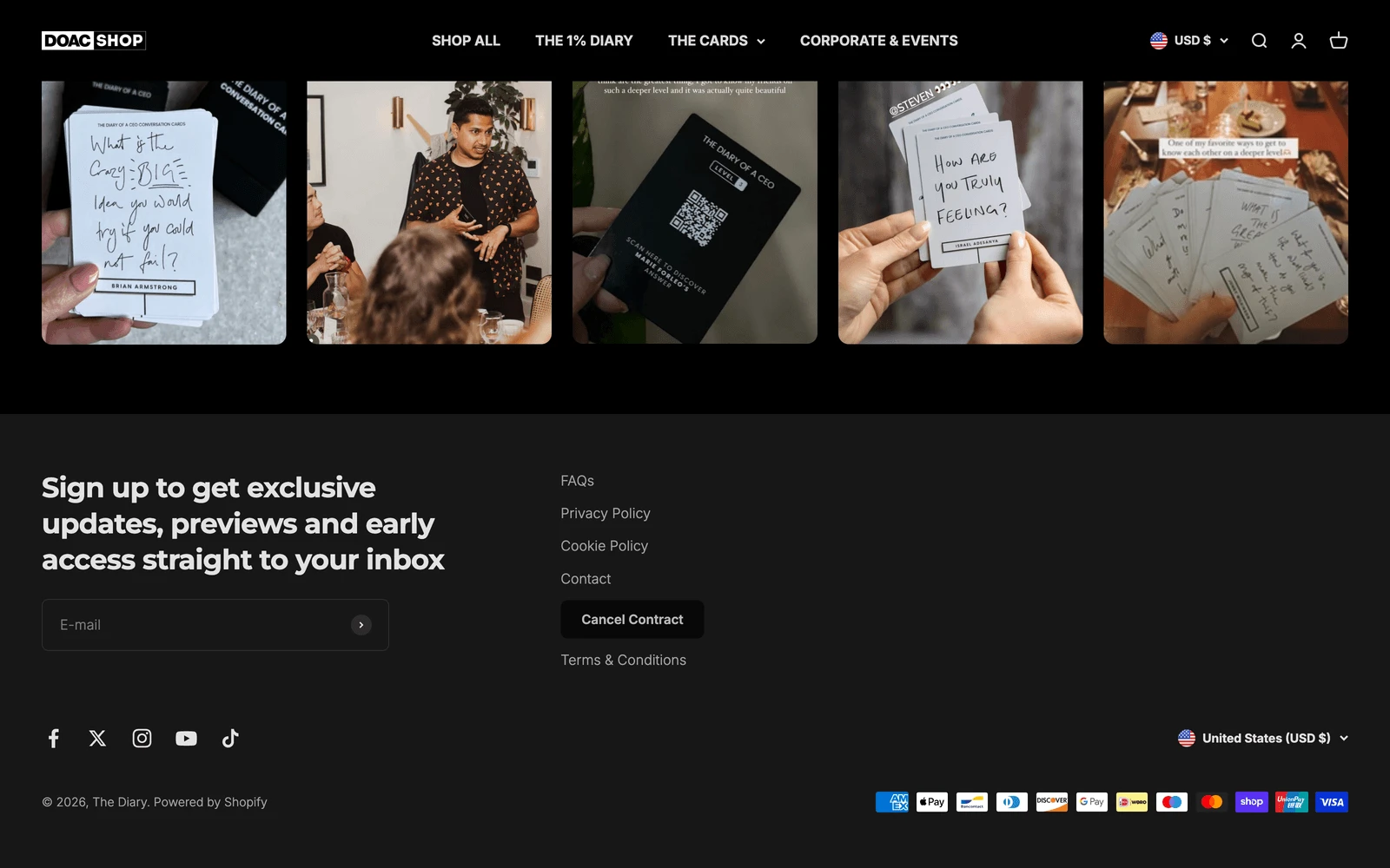 Bottom screenshot of TheDiary.com