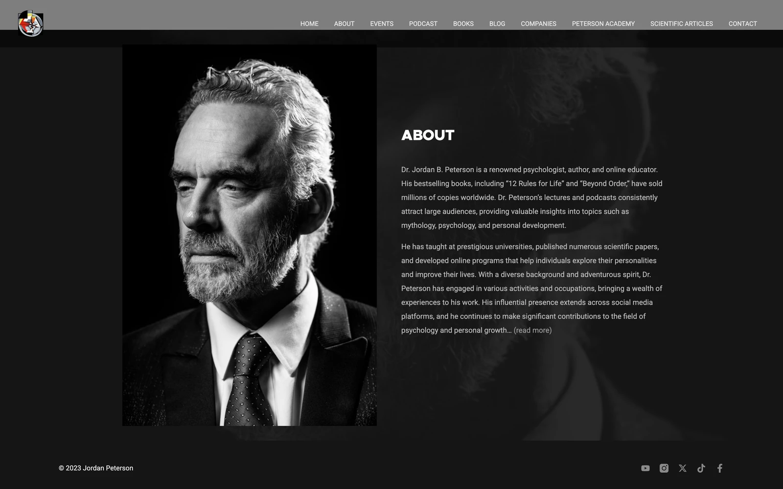 Bottom screenshot of JordanBPeterson.com