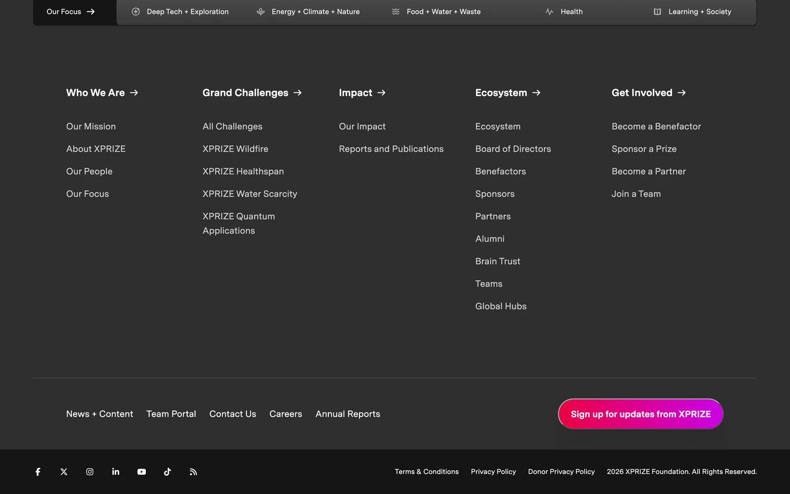 Bottom screenshot of XPRIZE.org