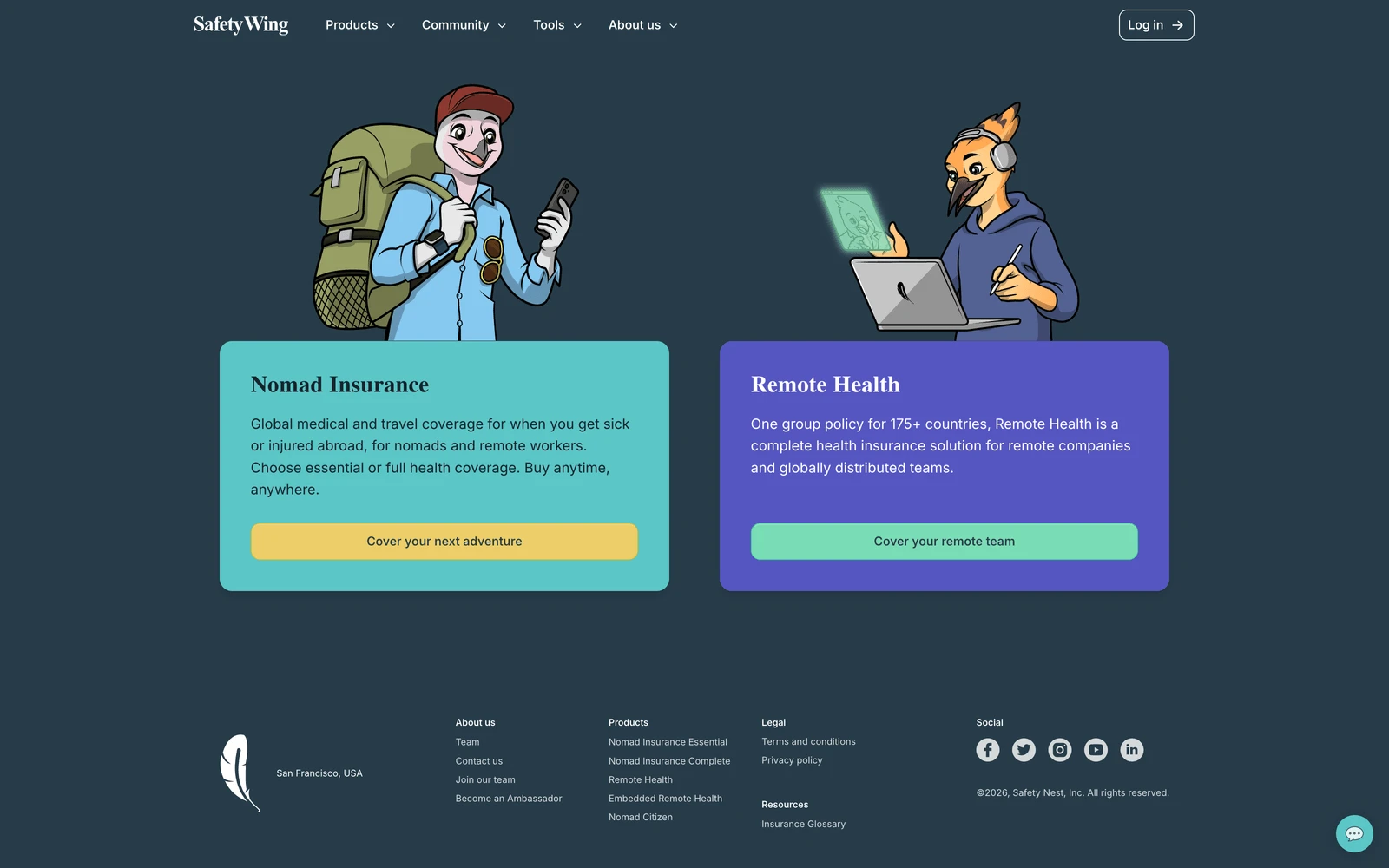 Bottom screenshot of SafetyWing.com