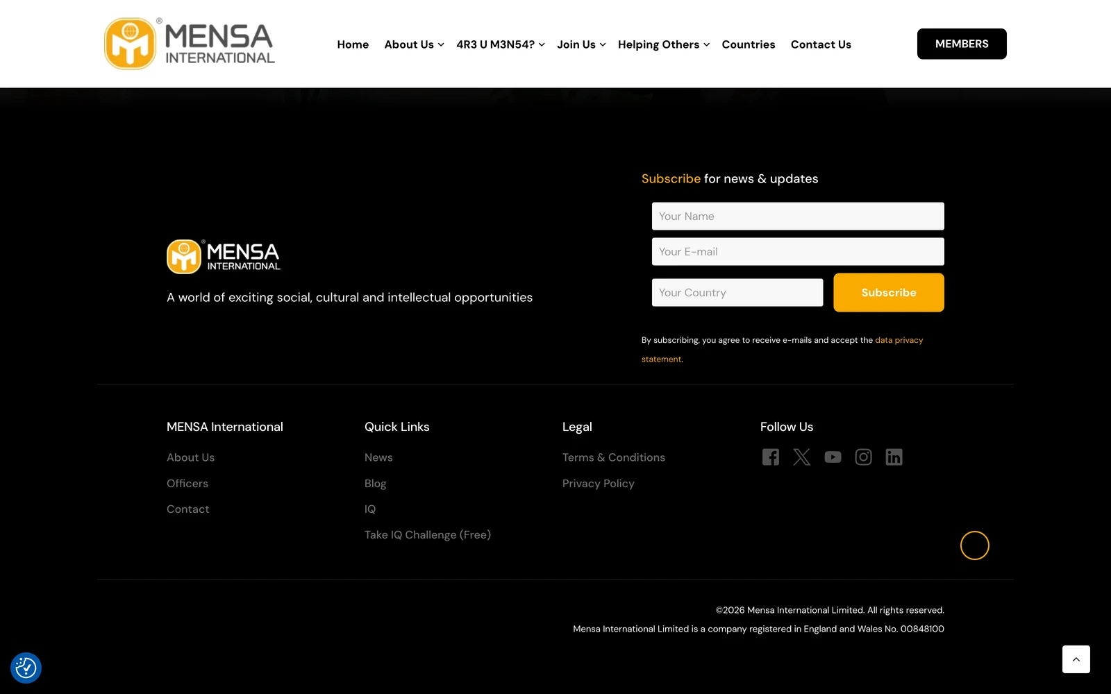 Bottom screenshot of MENSA.org