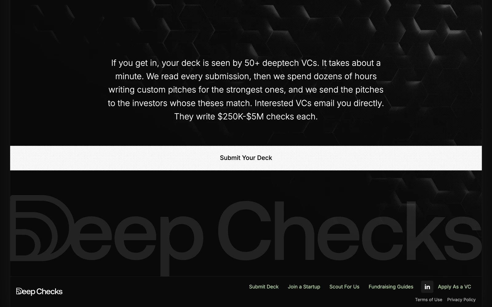 Bottom screenshot of DeepChecks.vc