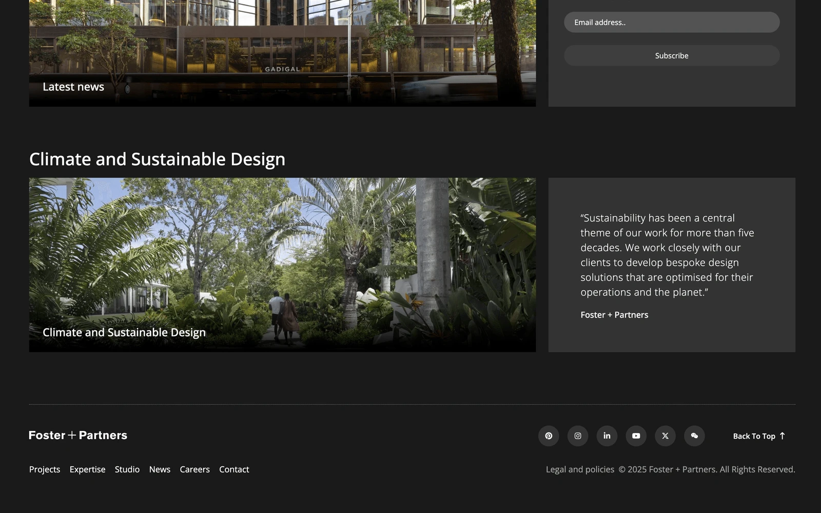 Bottom screenshot of FosterAndPartners.com