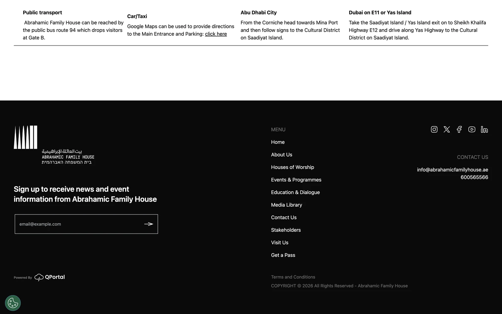 Bottom screenshot of AbrahamicFamilyHouse.ae
