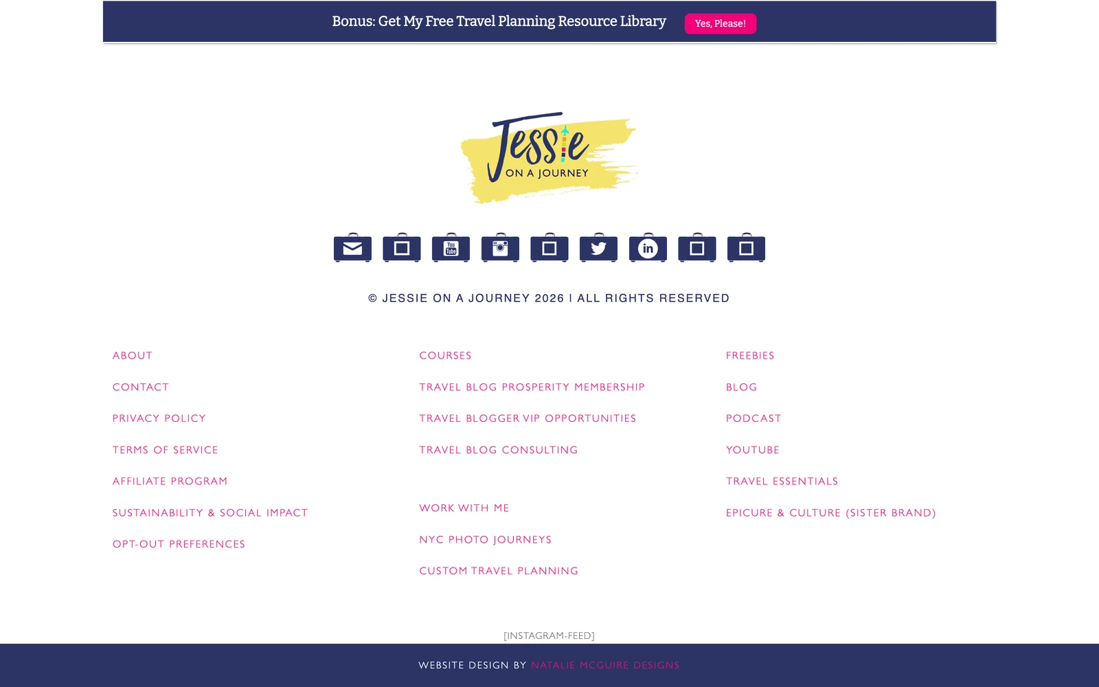 Bottom screenshot of JessieOnAJourney.com