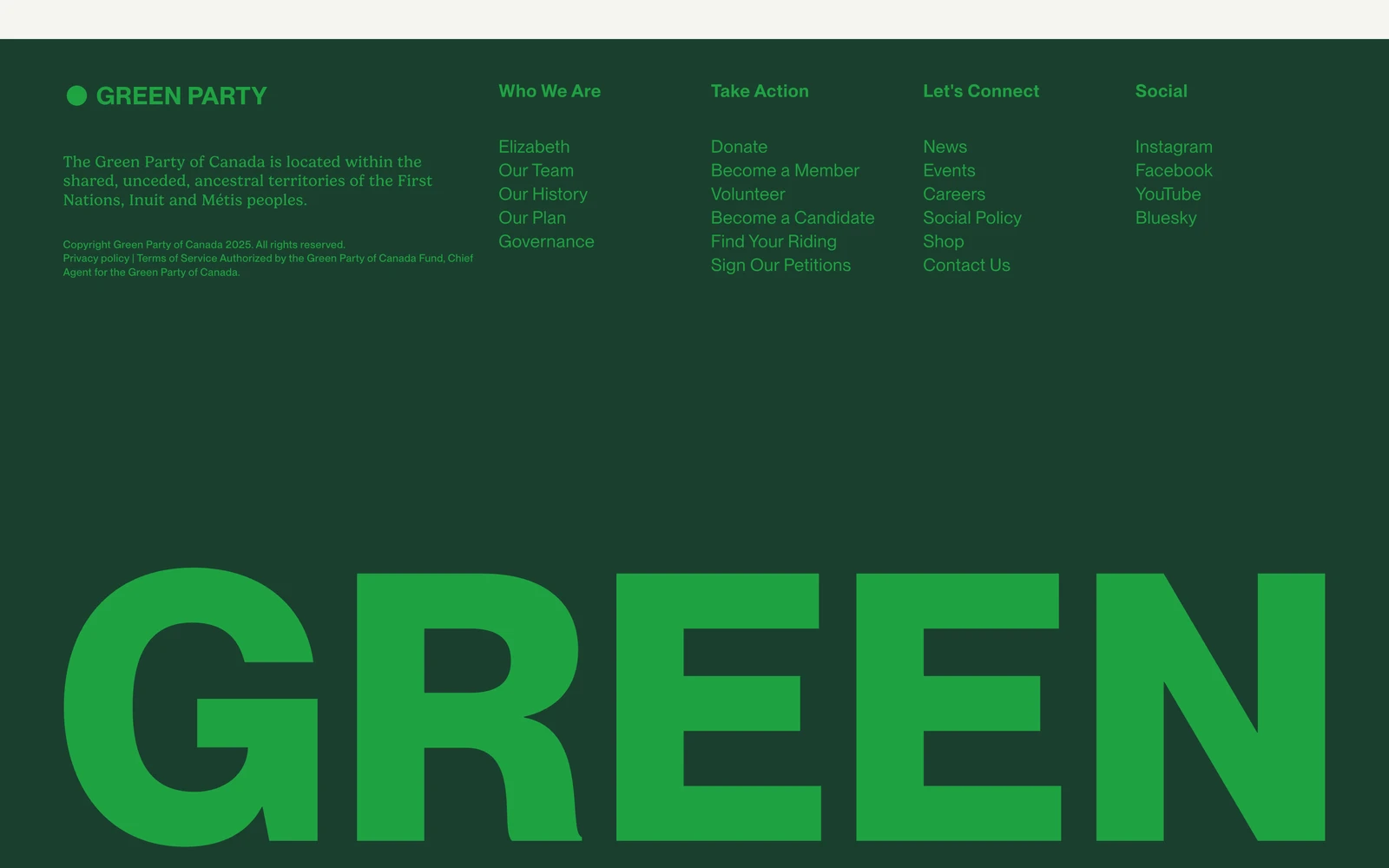 Bottom screenshot of GreenParty.ca