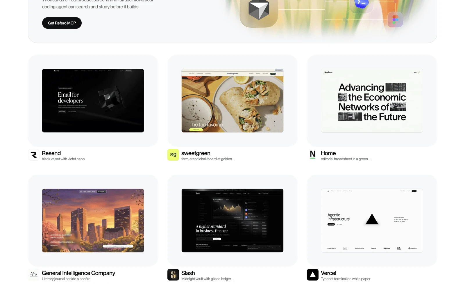 Bottom screenshot of Refero.design Styles