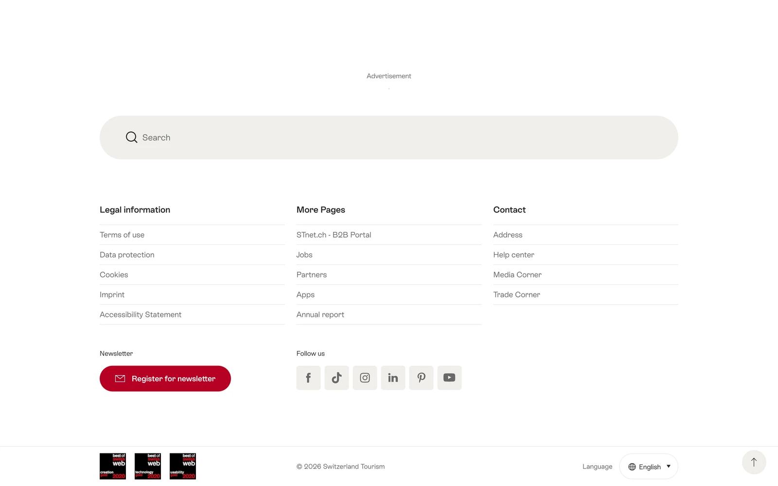 Bottom screenshot of MySwitzerland.com
