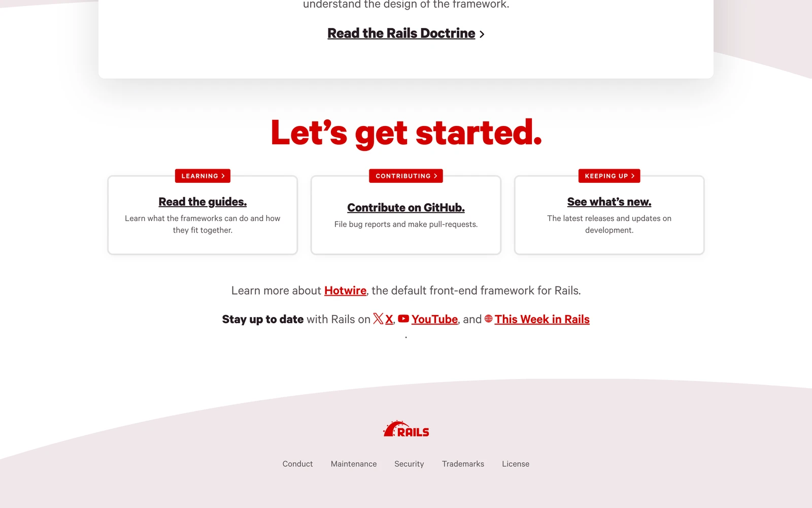 Bottom screenshot of RubyOnRails.org