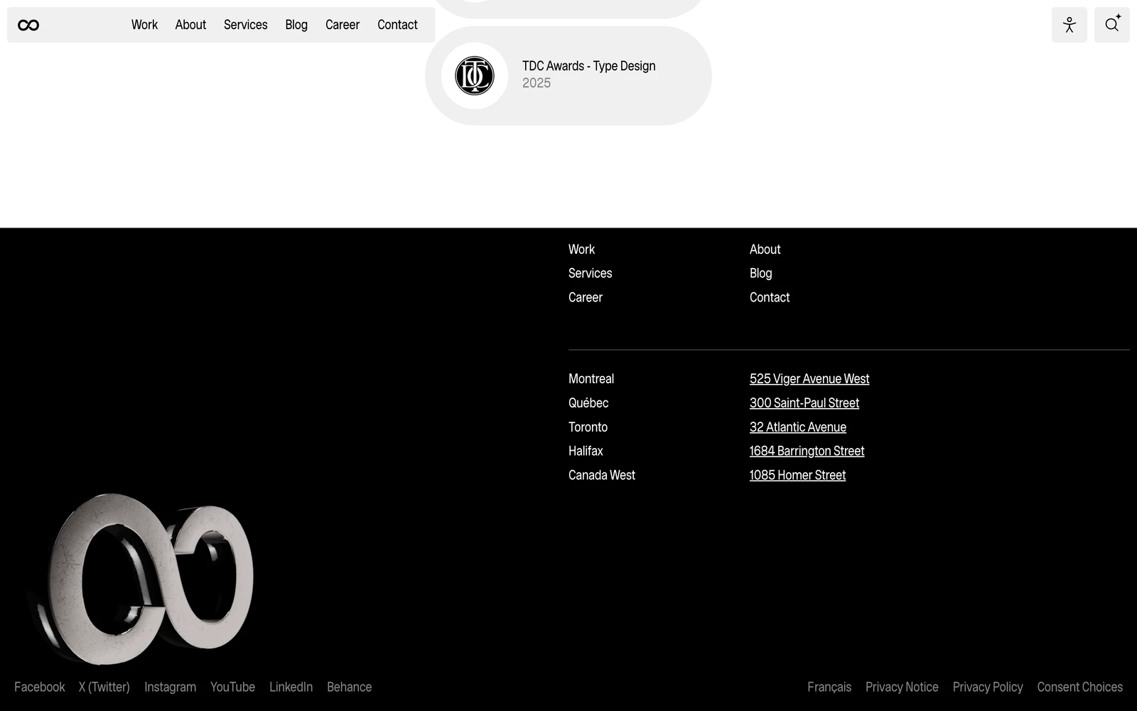 Bottom screenshot of Cossette.com