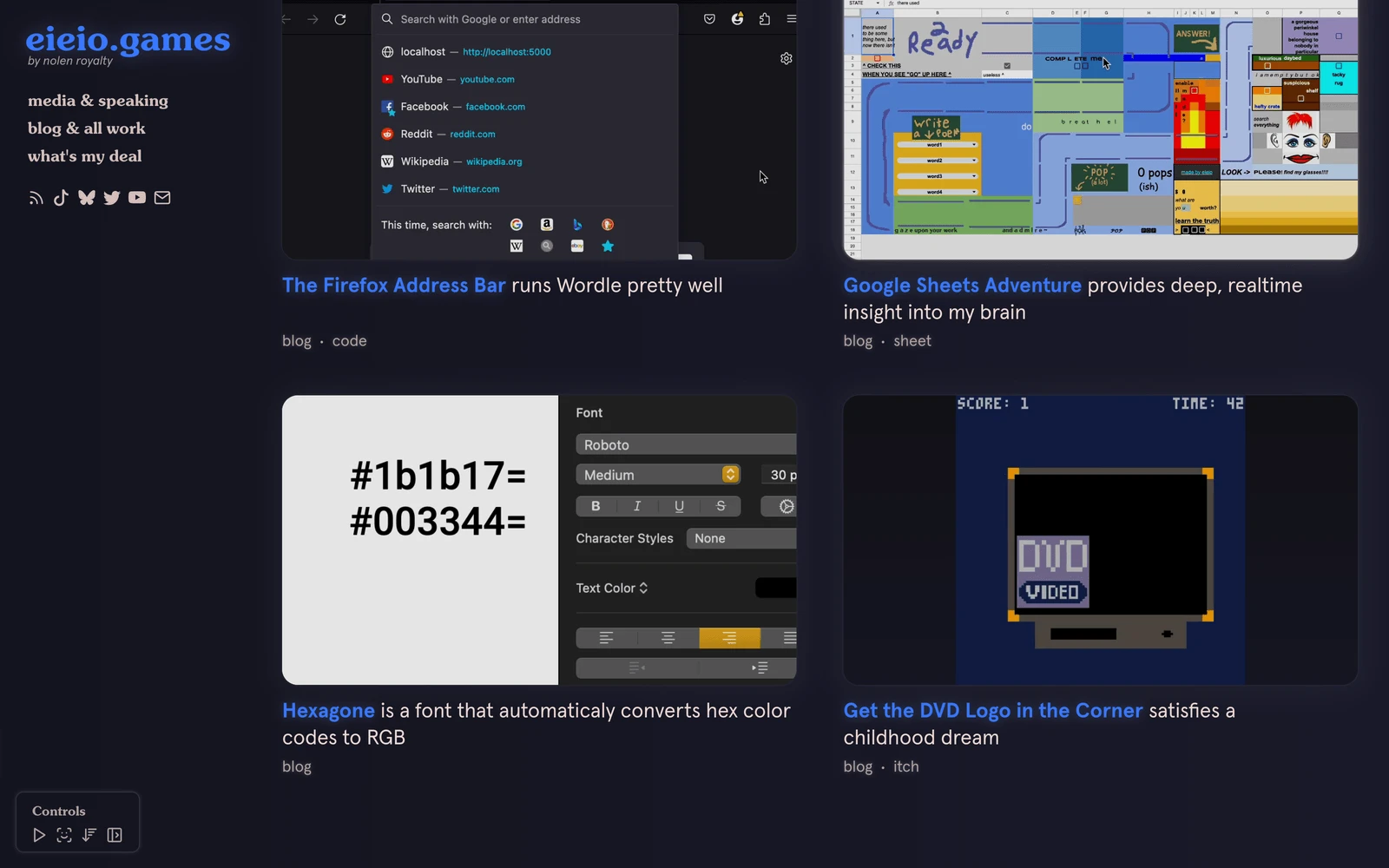 Bottom screenshot of Eieio.Games