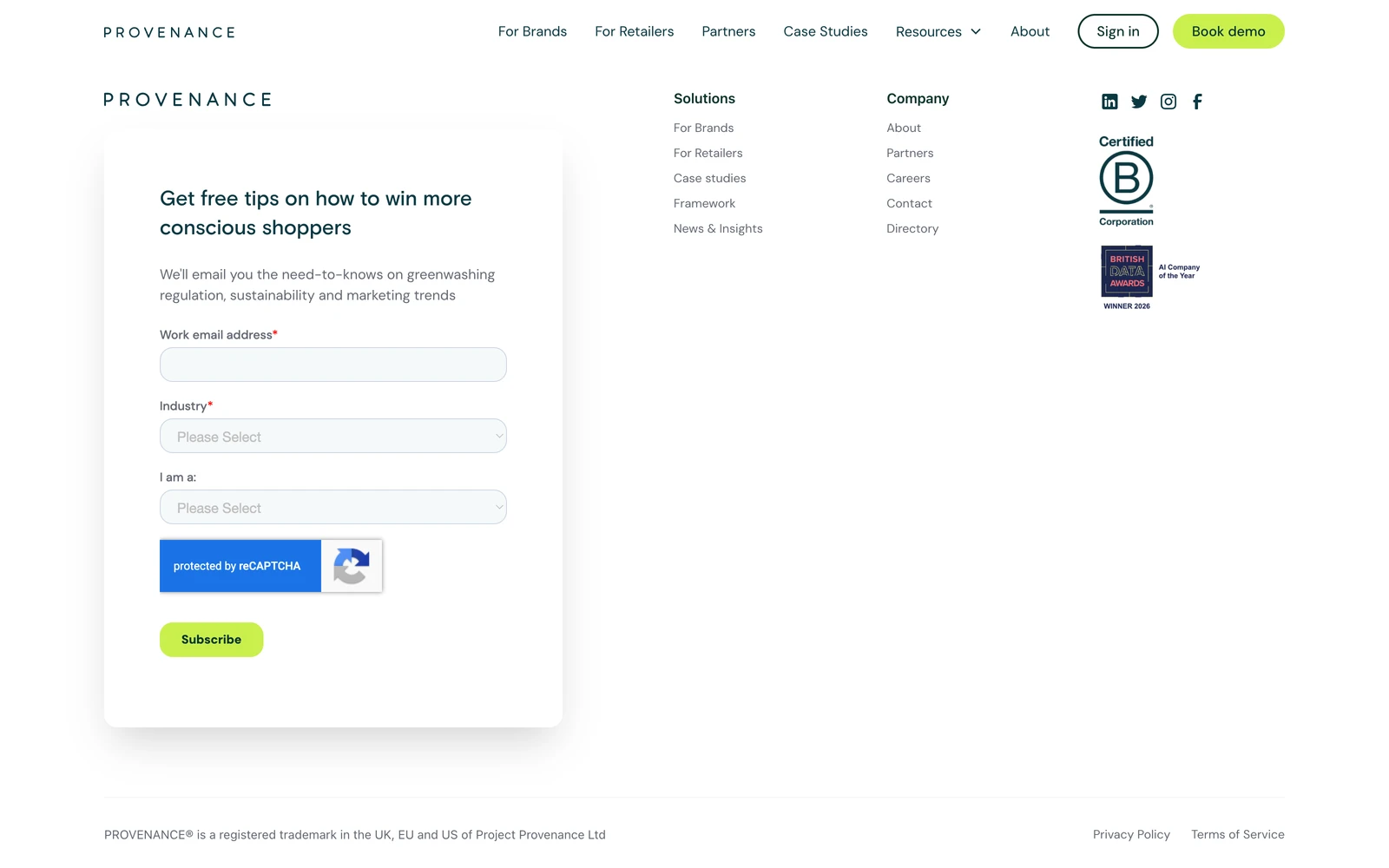Bottom screenshot of Provenance.org