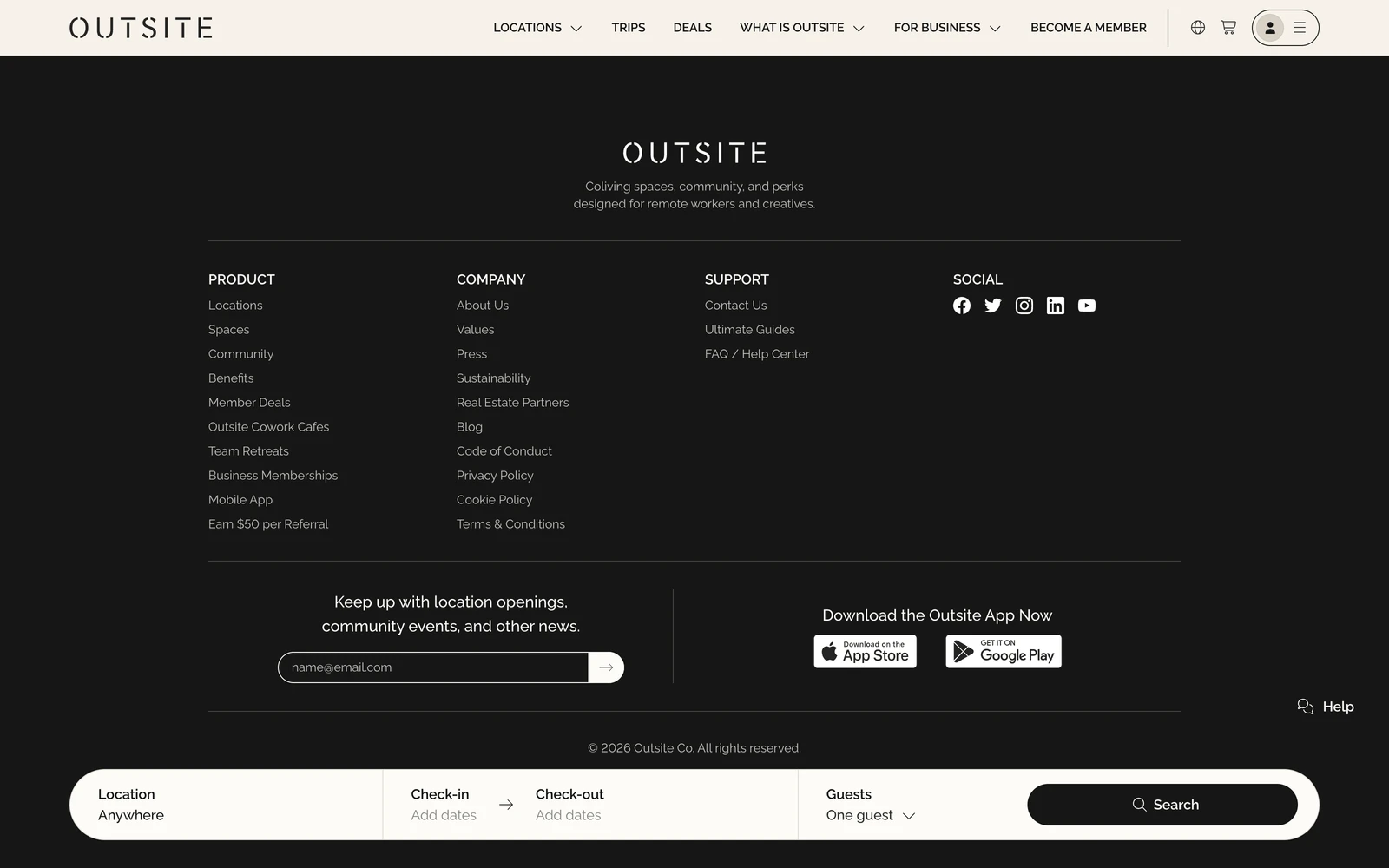 Bottom screenshot of Outsite.co