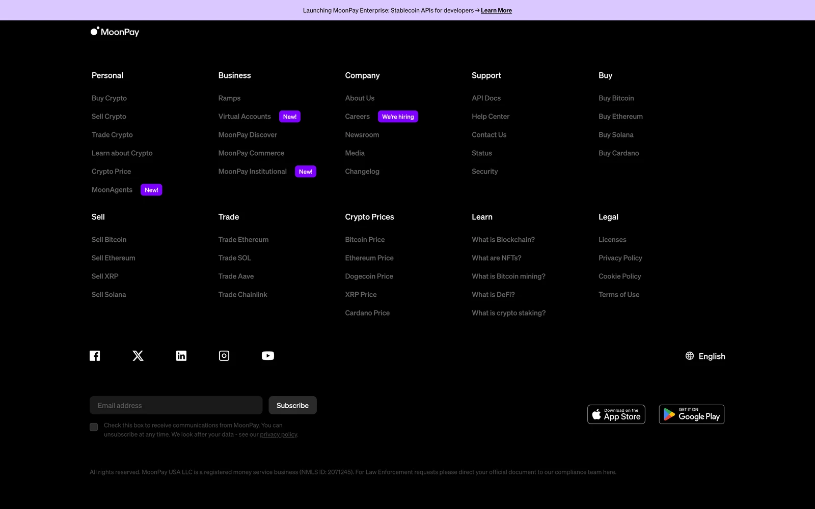 Bottom screenshot of MoonPay.com