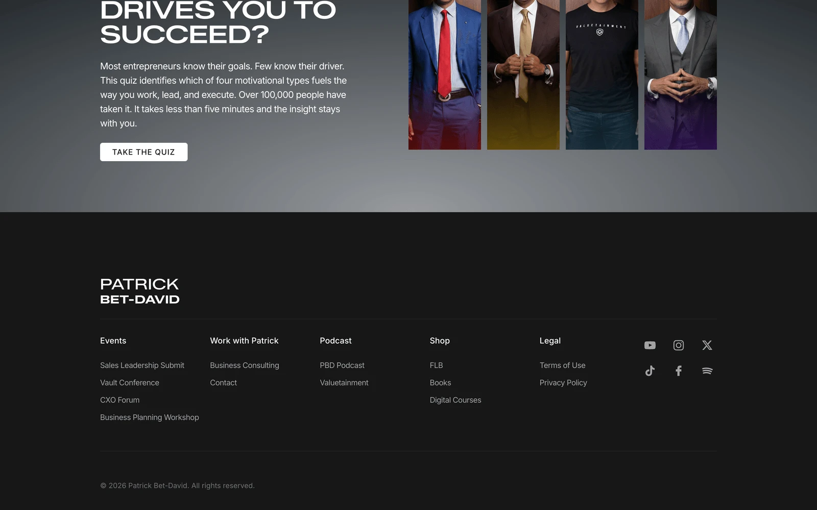 Bottom screenshot of PatrickBetDavid.com