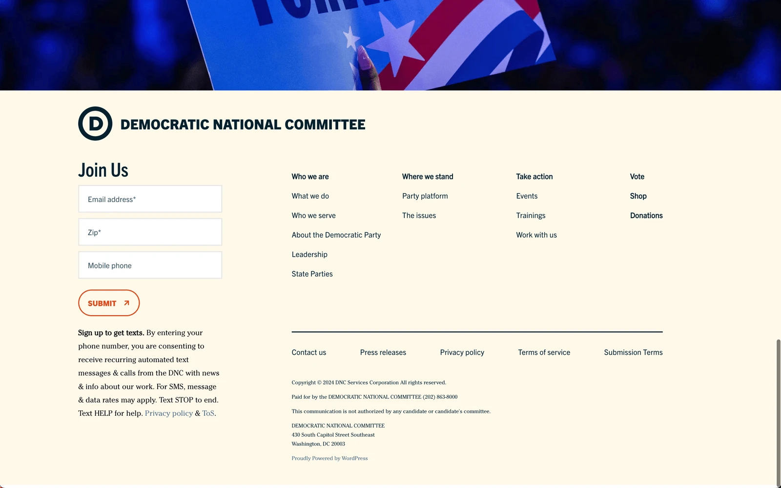 Bottom screenshot of Democrats.org