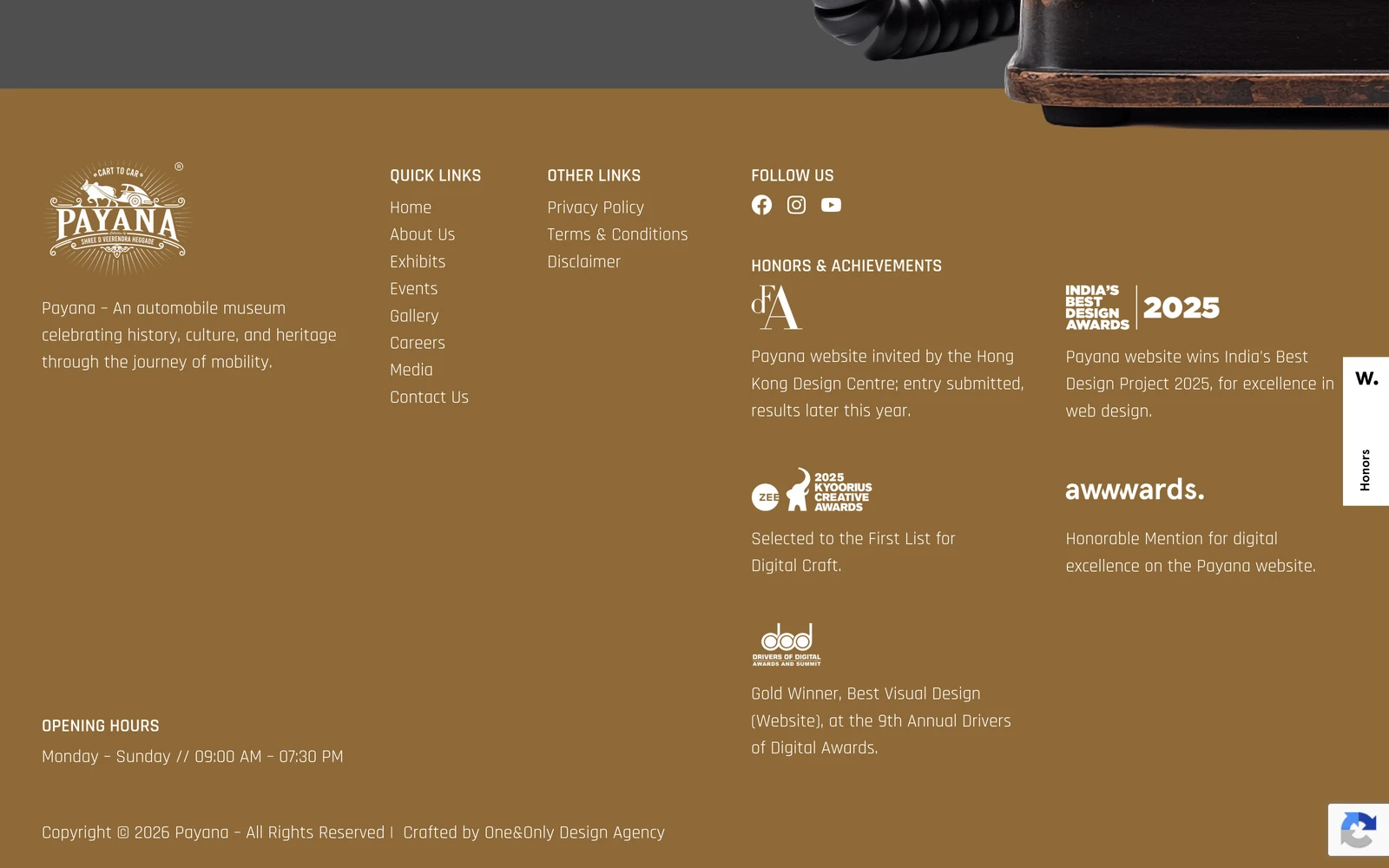 Bottom screenshot of PayanaMuseum.com