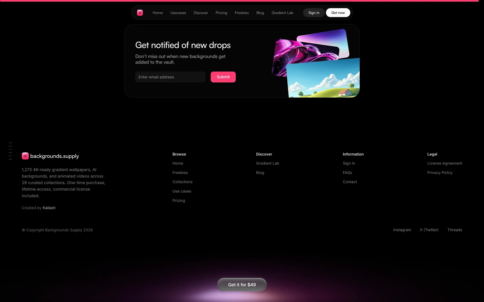 Bottom screenshot of Backgrounds.Supply