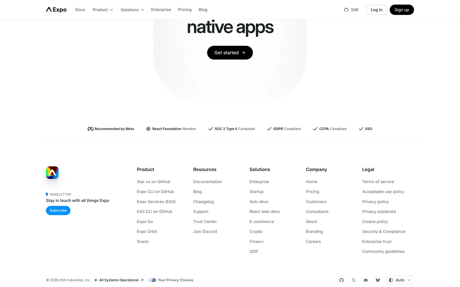 Bottom screenshot of Expo.dev