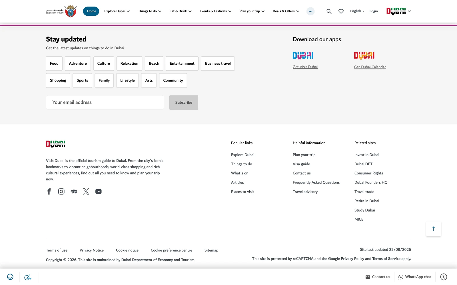 Bottom screenshot of VisitDubai.com