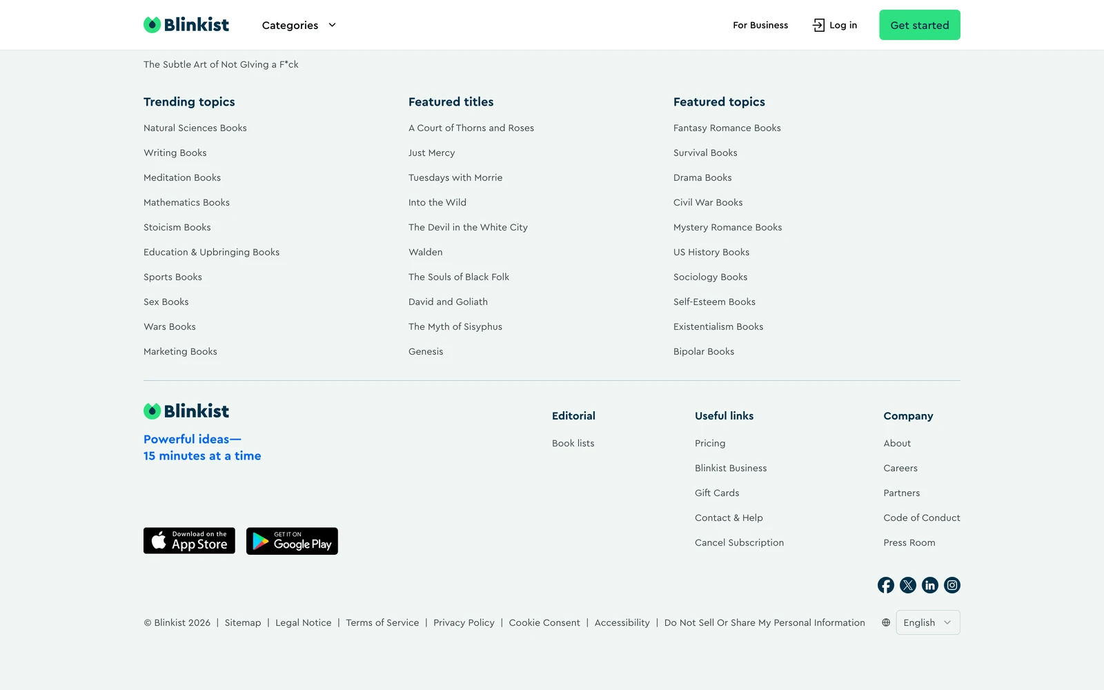 Bottom screenshot of Blinkist.com