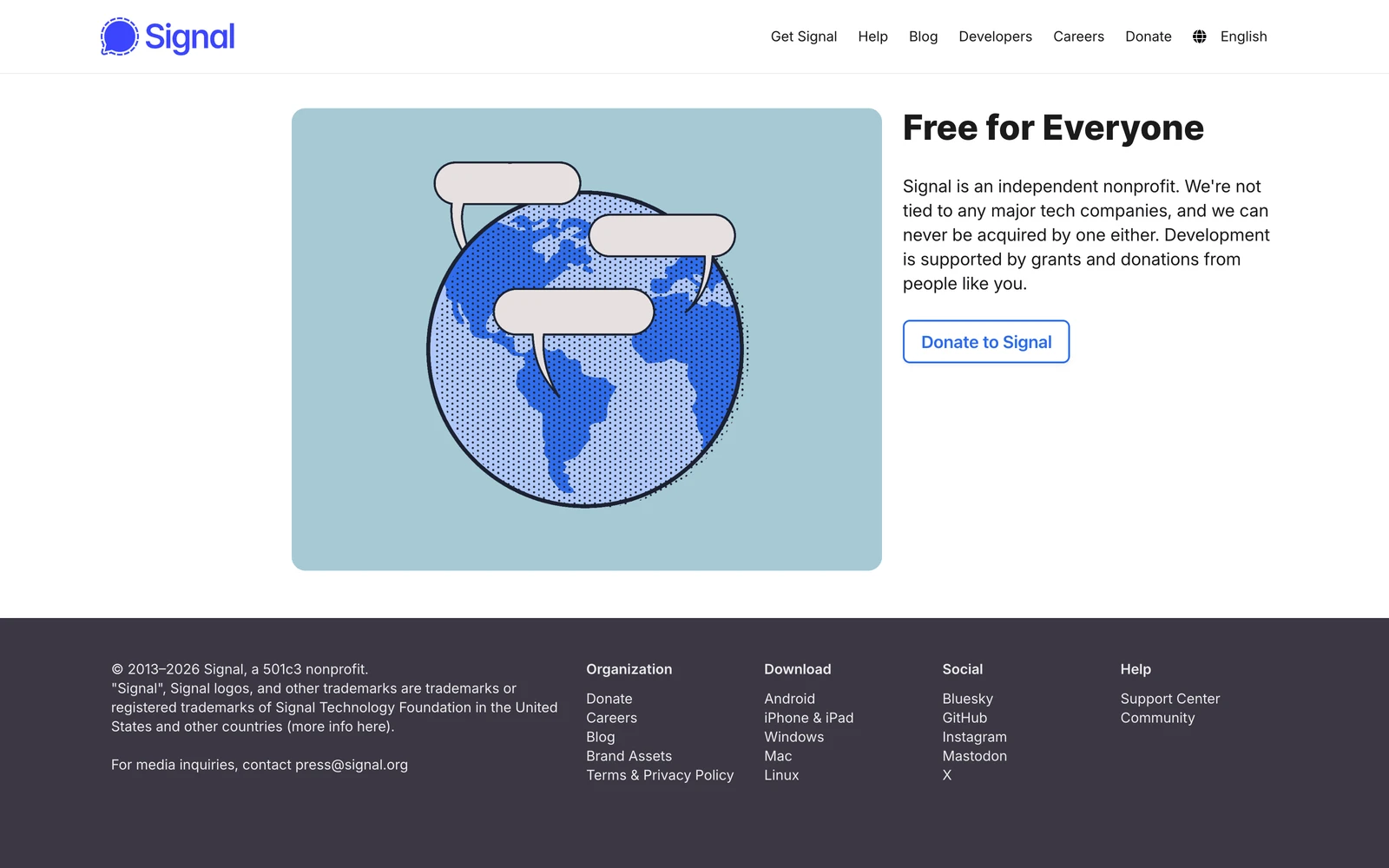 Bottom screenshot of Signal.org