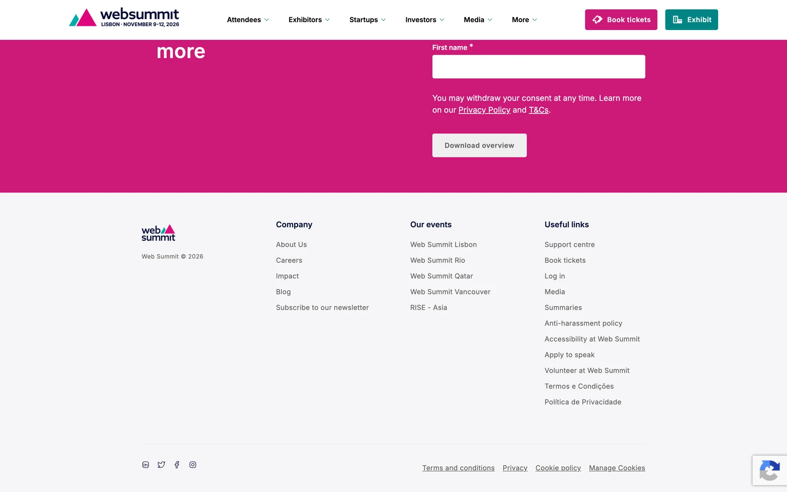 Bottom screenshot of WebSummit.com